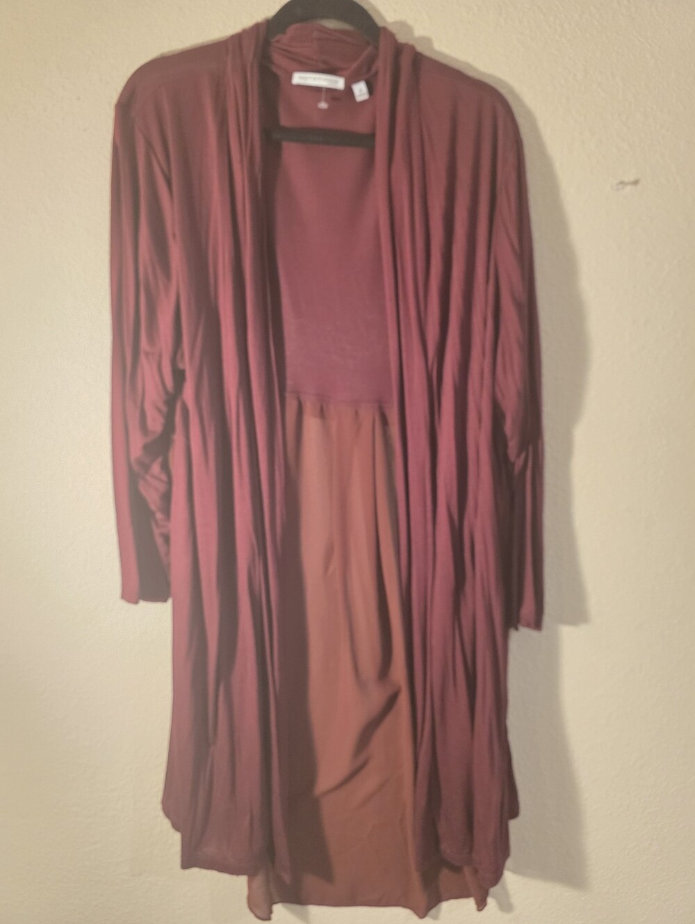 Women's Draped Open-Front Cardigan Sweater - Burgundy